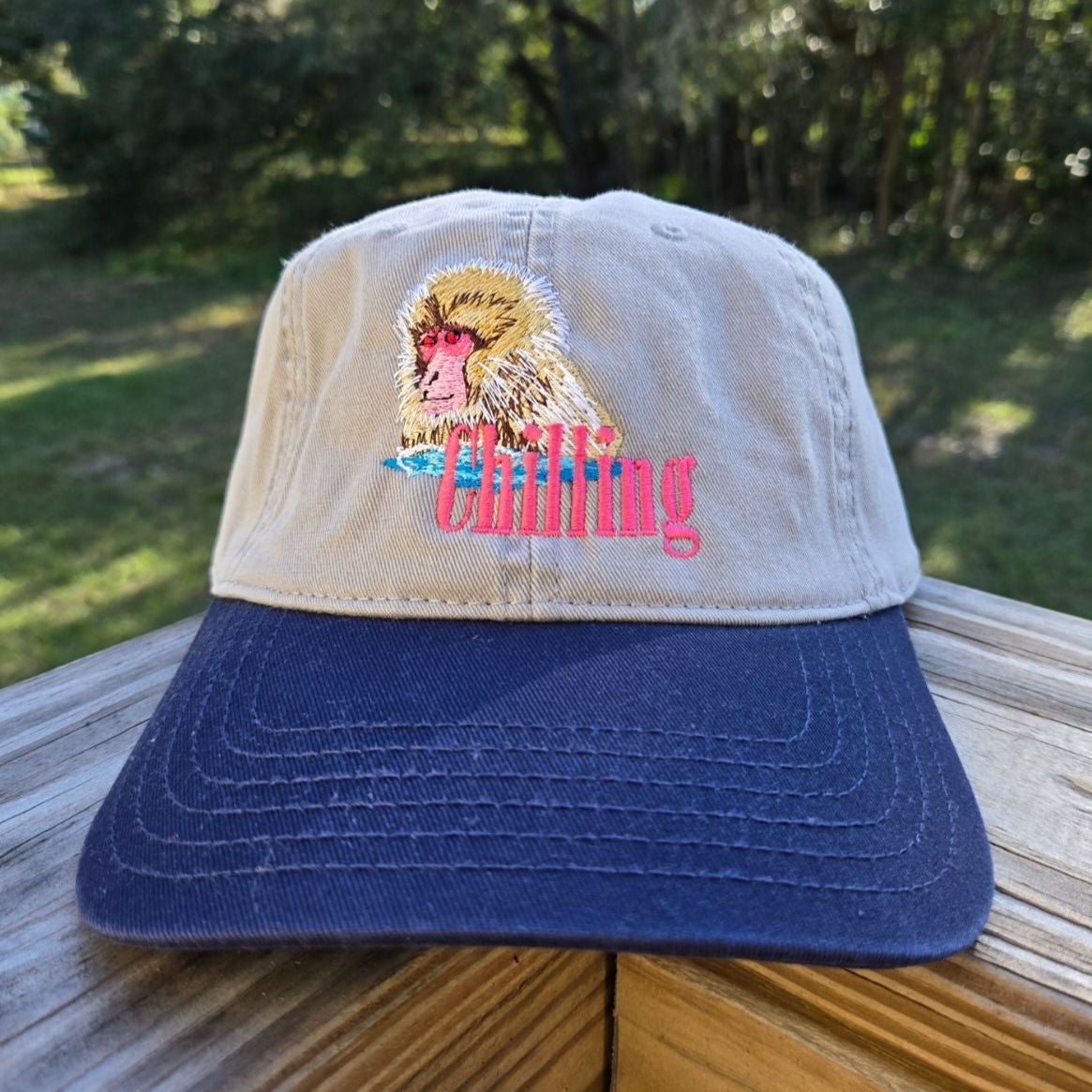 Japanese Macaque Embroidered Cap